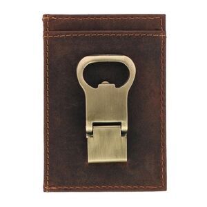 CTM Men's Leather Bottle Opener Money Clip Wallet
